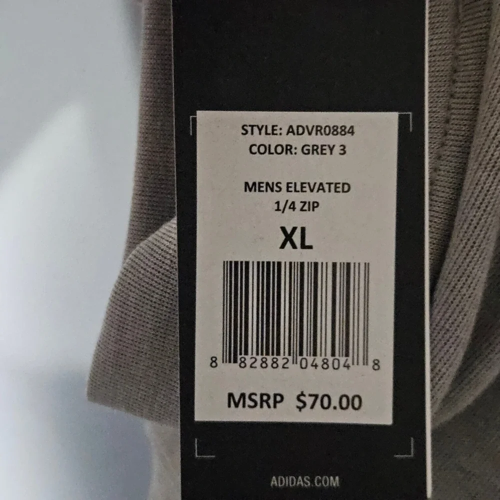 Adidas Mens Elevated 1/4 Zip Pullover Sweatshirt Gray XL Style ADVRO884‎